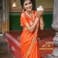 Mysore Semi Crepe Silk Saree(orange colour) (CODE-013)