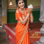 Mysore Semi Crepe Silk Saree(orange colour) (CODE-013)