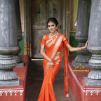 Mysore Semi Crepe Silk Saree(orange colour) (CODE-013)