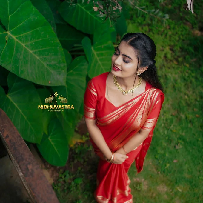 Mysore Semi Crepe Silk Saree(Blood Red Colour) (CODE-014)