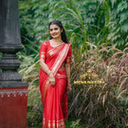 Mysore Semi Crepe Silk Saree(Blood Red Colour) (CODE-014)