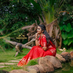 Mysore Semi Crepe Silk Saree(Blood Red Colour) (CODE-014)
