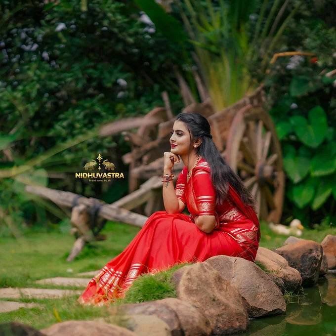 Mysore Semi Crepe Silk Saree(Blood Red Colour) (CODE-014)