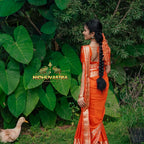 Mysore Semi Crepe Silk Saree(orange colour) (CODE-013)
