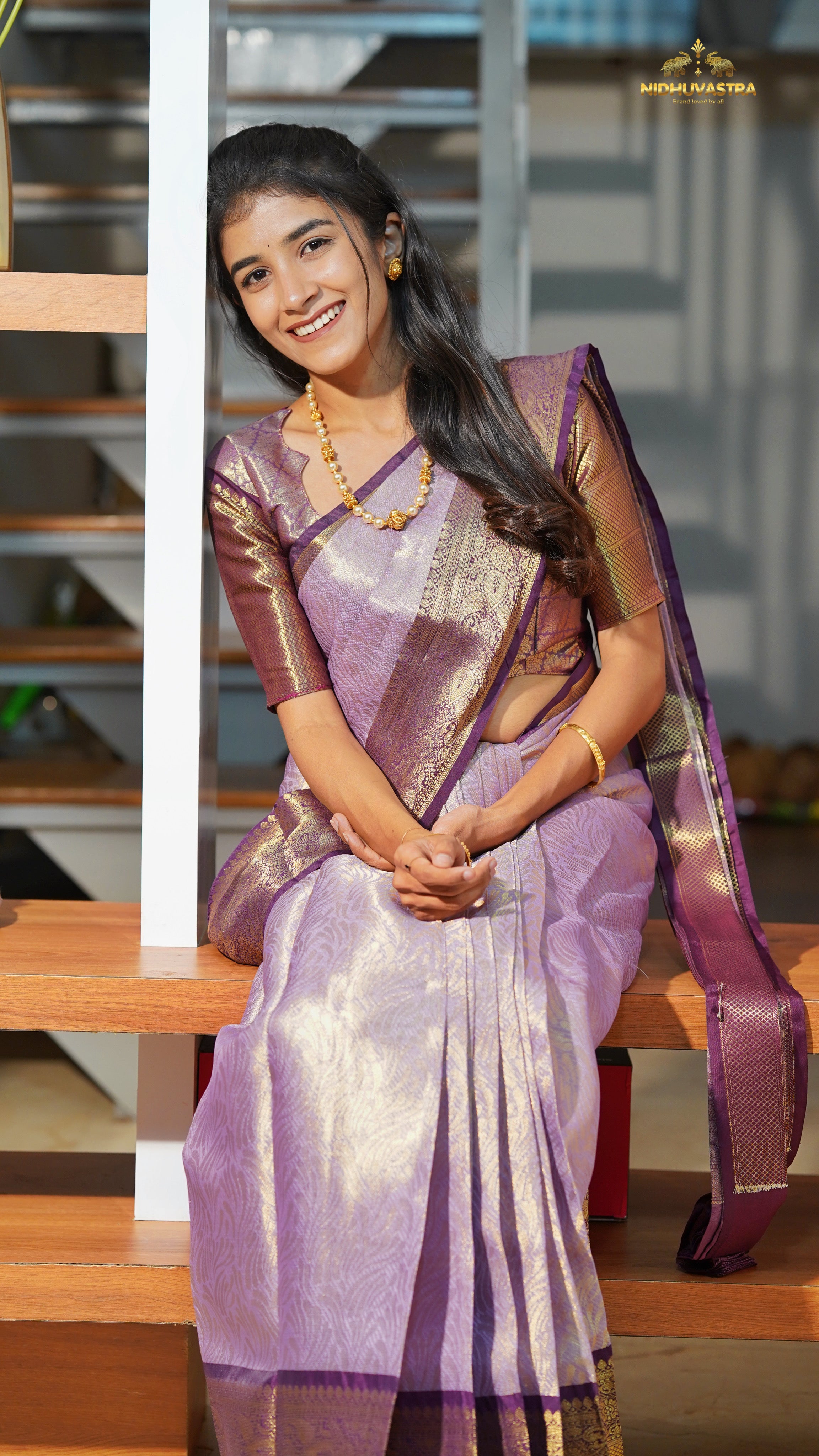 Lavender with Gold Tissue Silk Saree (CODE-082)