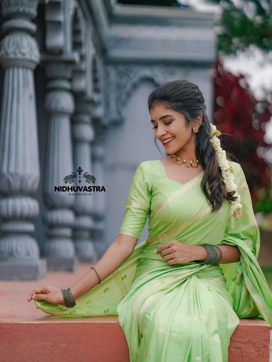 Semi Crepe Silk Saree (Pista Green) (CODE-017)