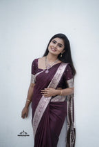 Premium Maroon Banarasi Silk Saree (CODE-015)