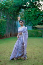 Lavender Premium Muga Cotton Saree with Resham pichwai weaving pallu (CODE-011)