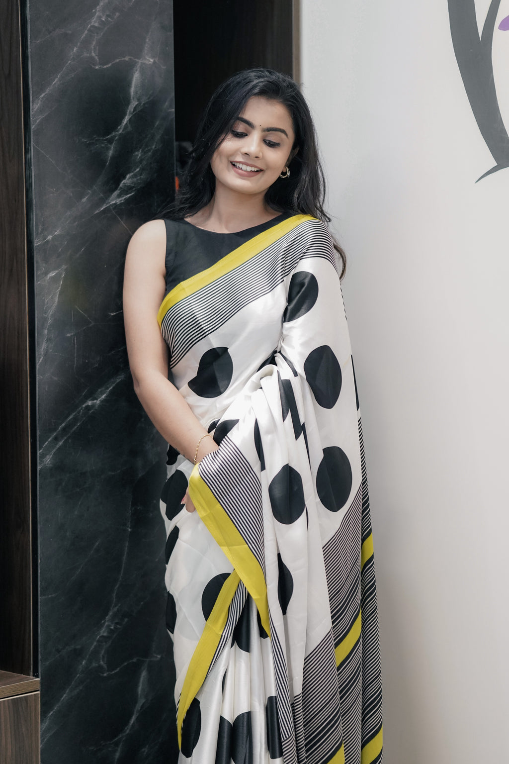 White fancy digital printed crepe silk saree (CODE-030)