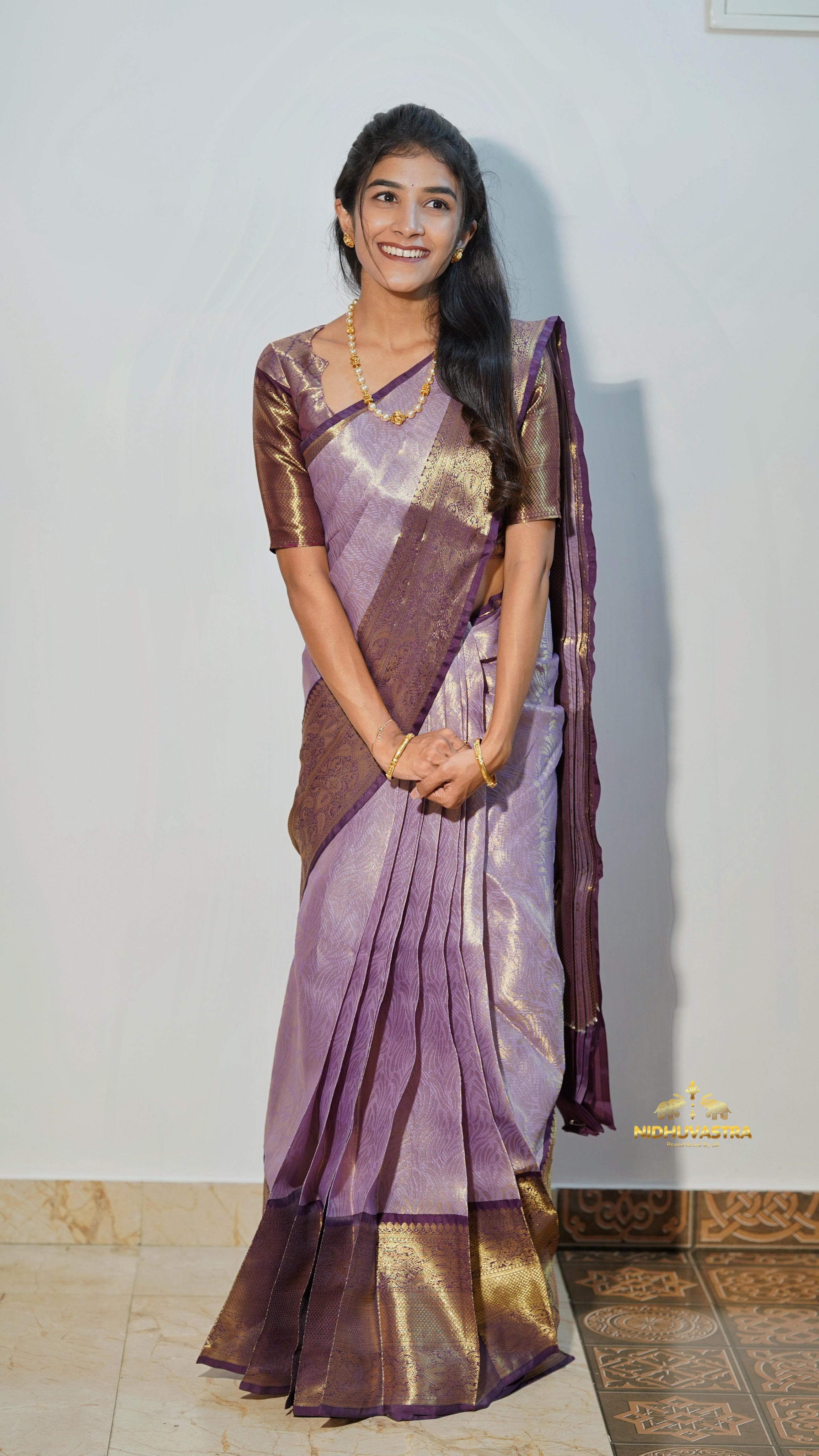 Lavender with Gold Tissue Silk Saree (CODE-082)