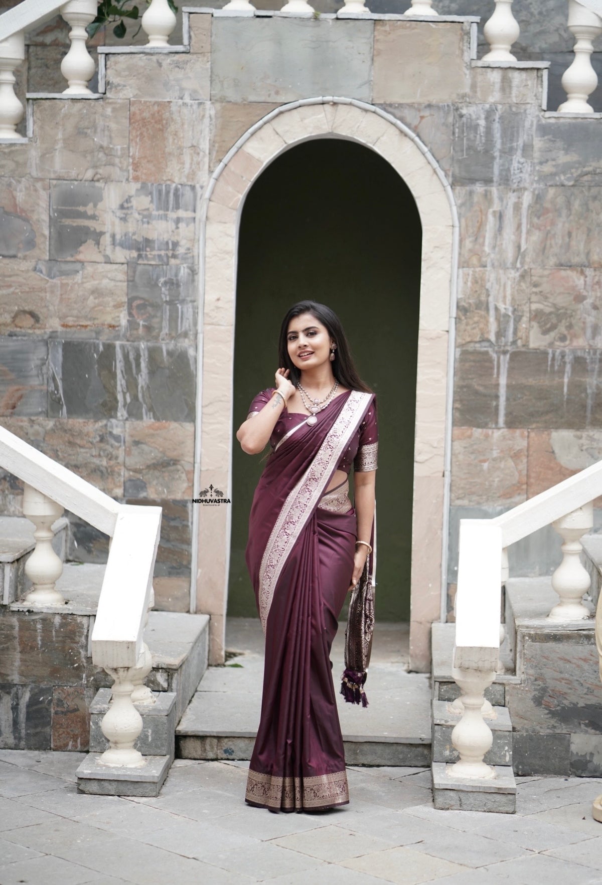 Premium Maroon Banarasi Silk Saree (CODE-015)