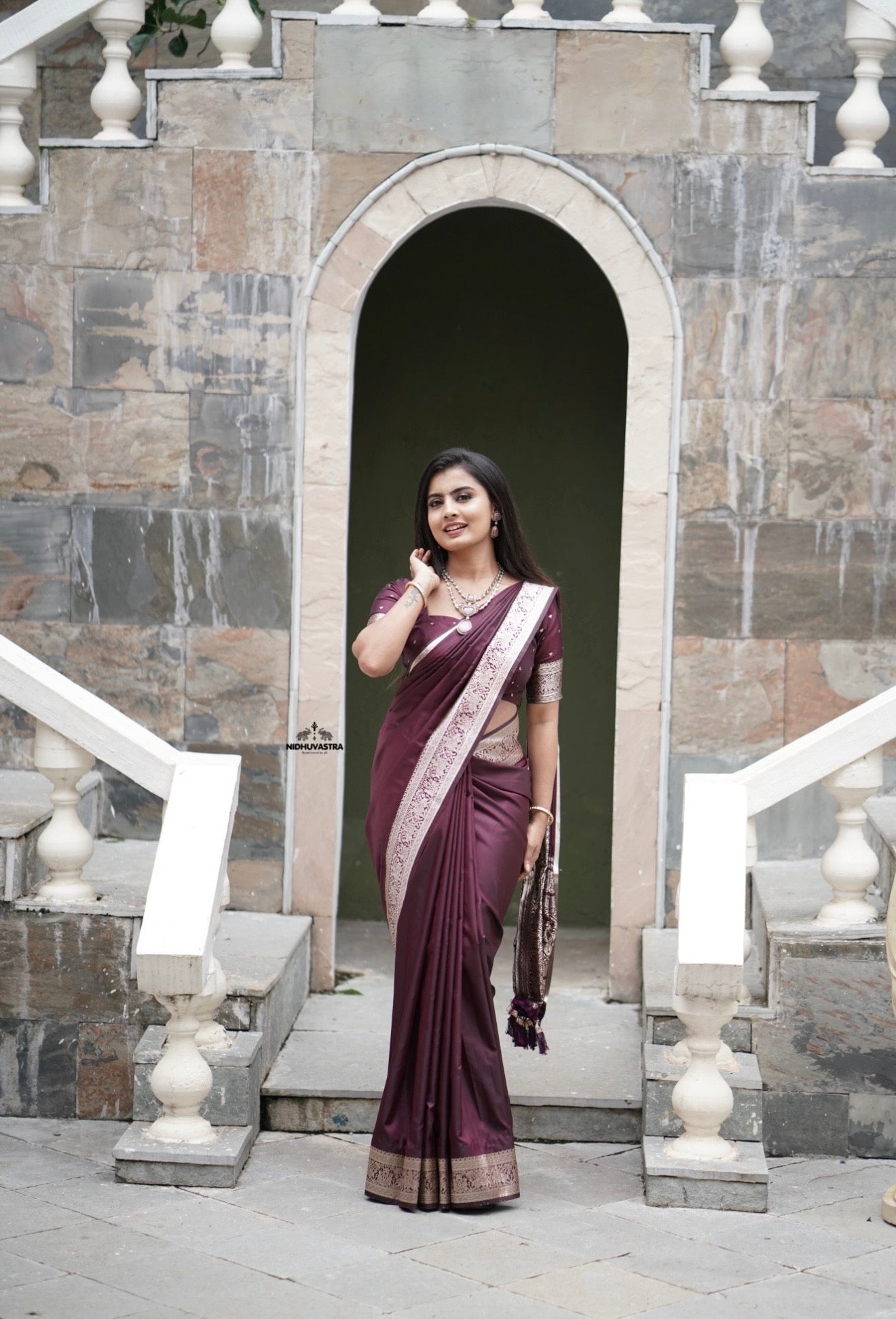 Premium Maroon Banarasi Silk Saree (CODE-015)