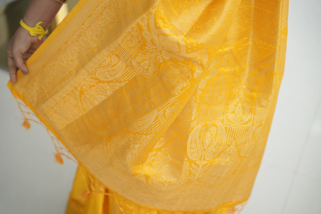 Yellow Premium Quality Pure Banarasi Silk Saree (CODE-031)