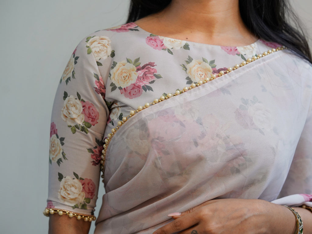 Rose Printed Fancy Saree🦢(CODE-059)