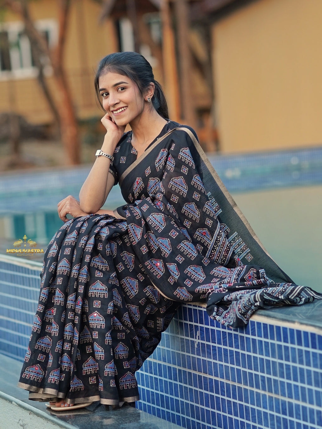 Black Fancy Saree (CODE-077)