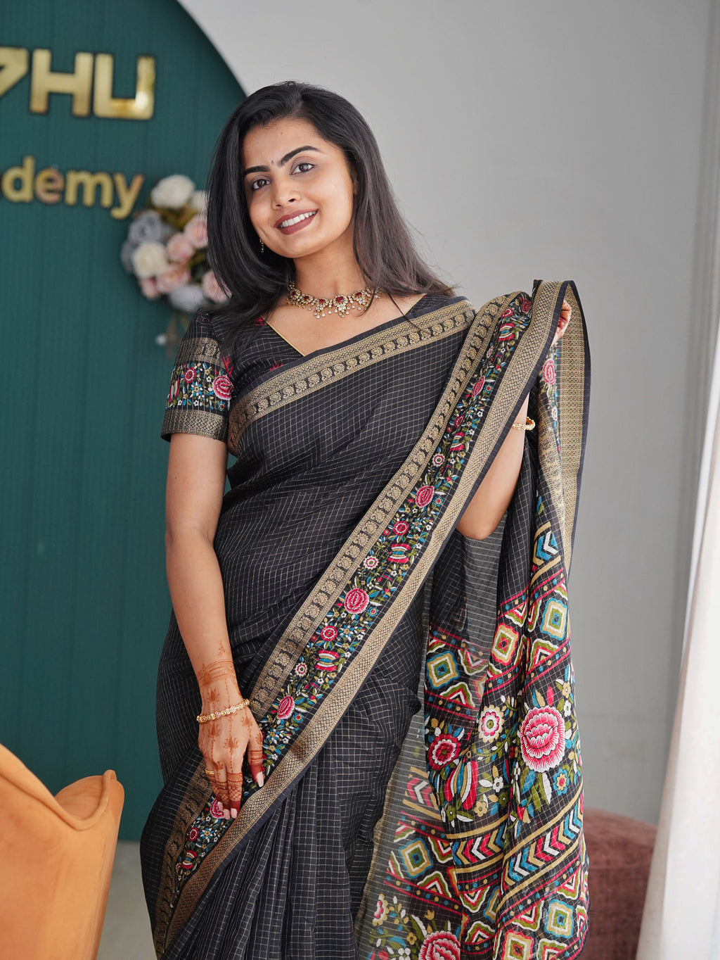 Black colour Fancy saree (CODE-055)