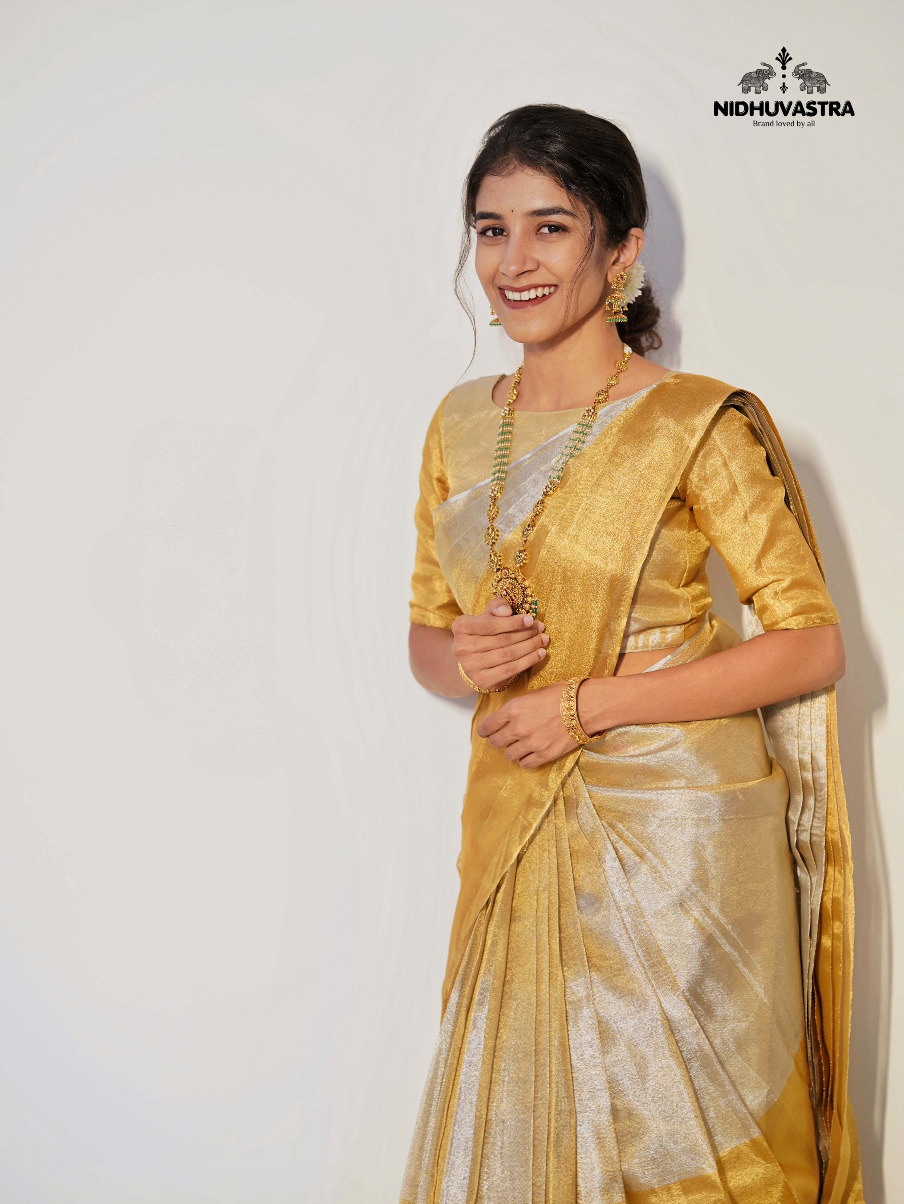 Silver with gold tissue silk saree (CODE-078)