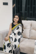 White fancy digital printed crepe silk saree (CODE-030)