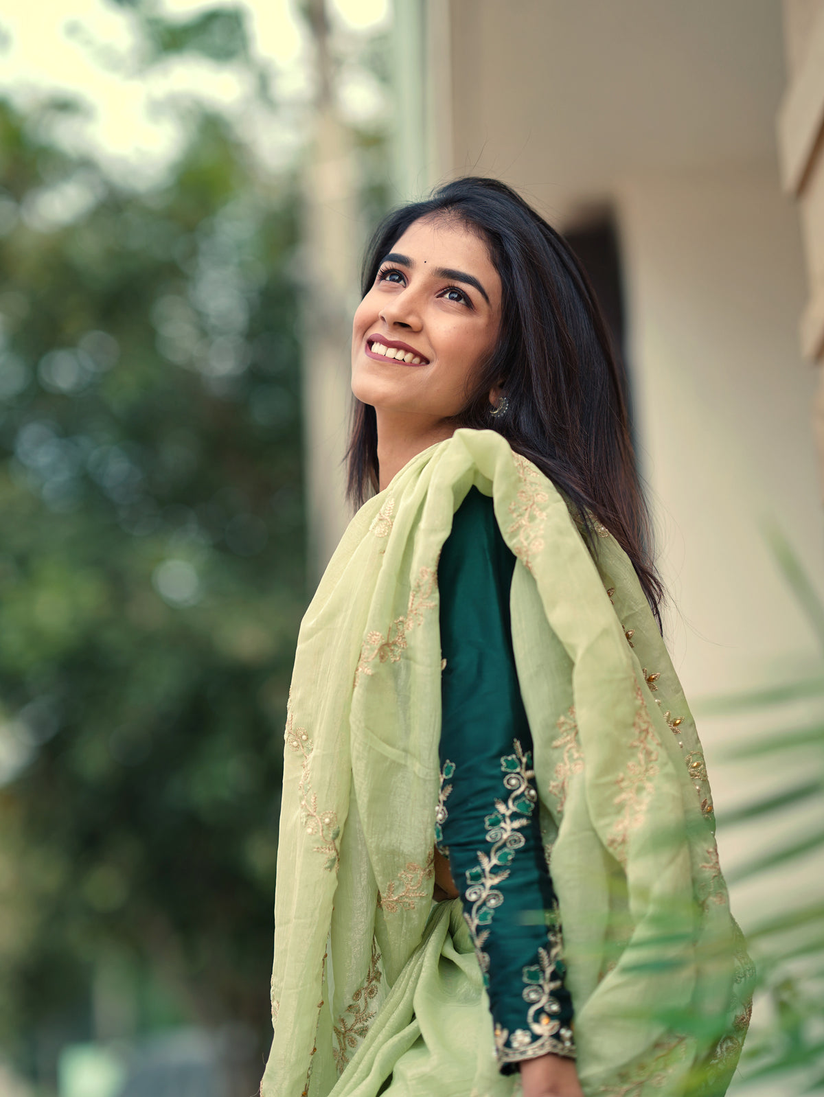 Mint Green With Forest Green Blouse -Fancy Saree (CODE-060)