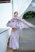Lavender Premium Muga Cotton Saree with Resham pichwai weaving pallu (CODE-011)