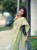 Mint Green With Forest Green Blouse -Fancy Saree (CODE-060)