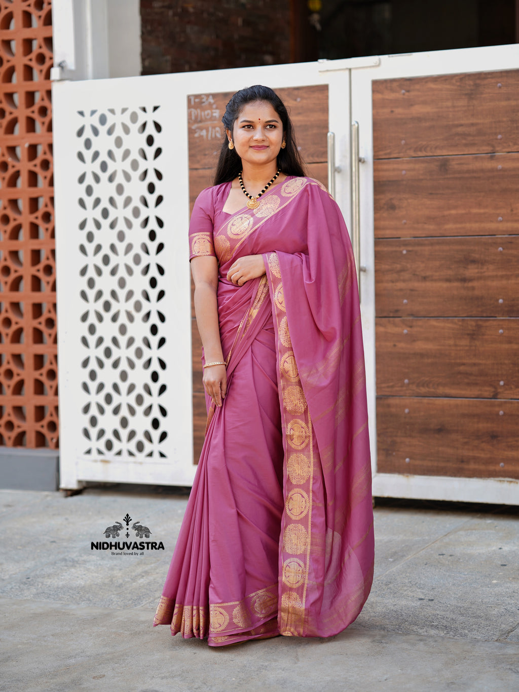 Onion Colour Self Semi Crepe Silk Saree (CODE-071)