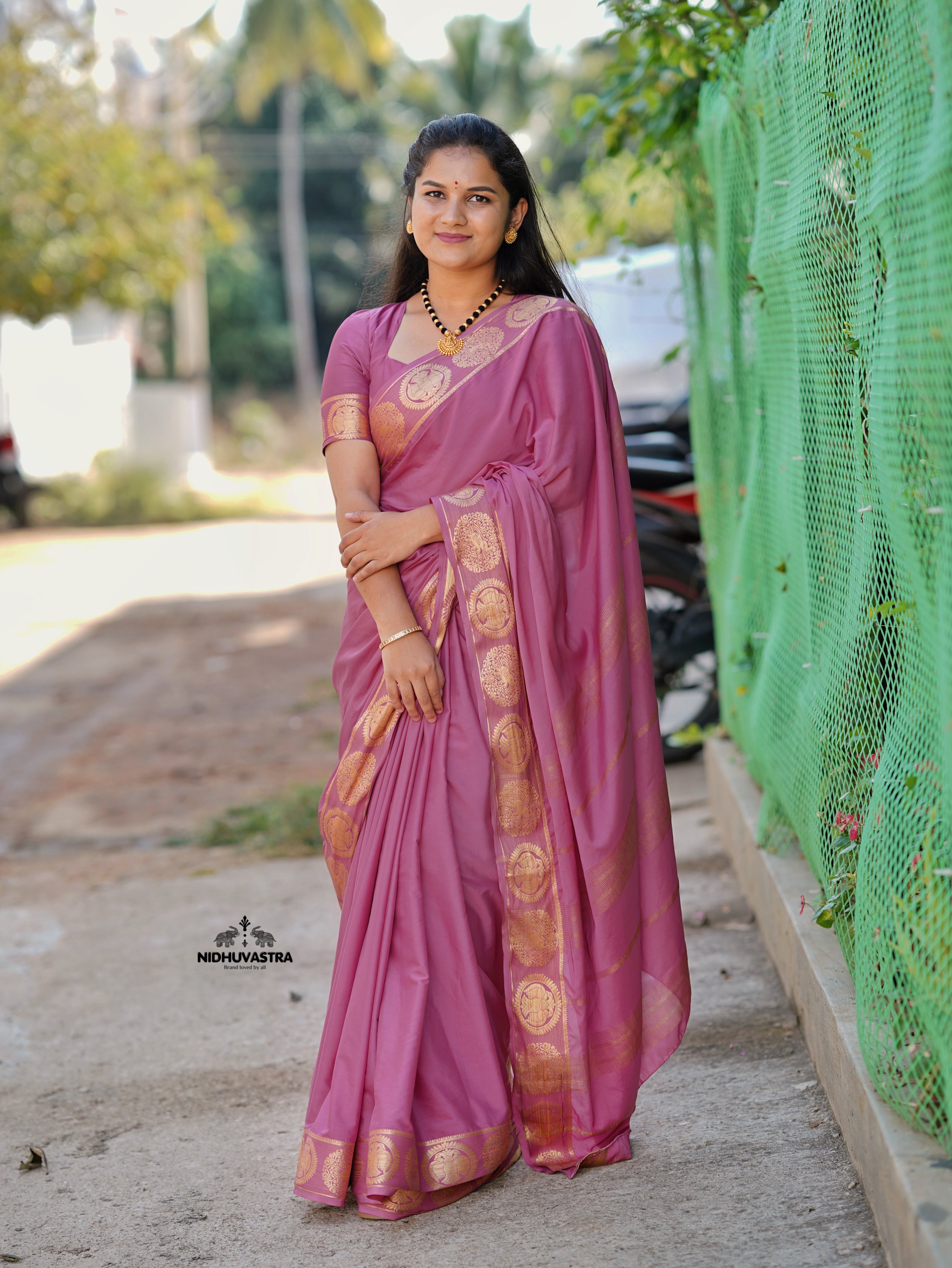 Onion Colour Self Semi Crepe Silk Saree (CODE-071)