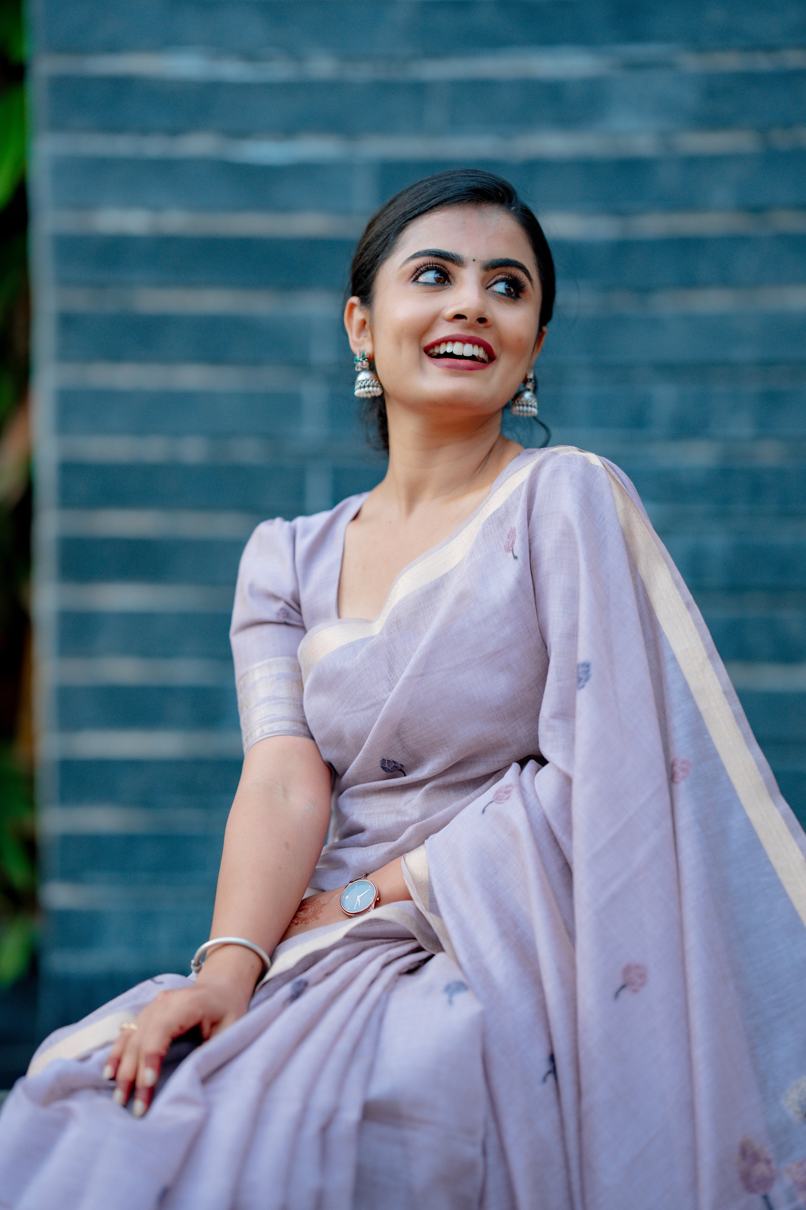 Lavender Premium Muga Cotton Saree with Resham pichwai weaving pallu (CODE-011)
