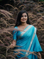Mysore semi crepe silk saree (sky blue) (CODE-016)