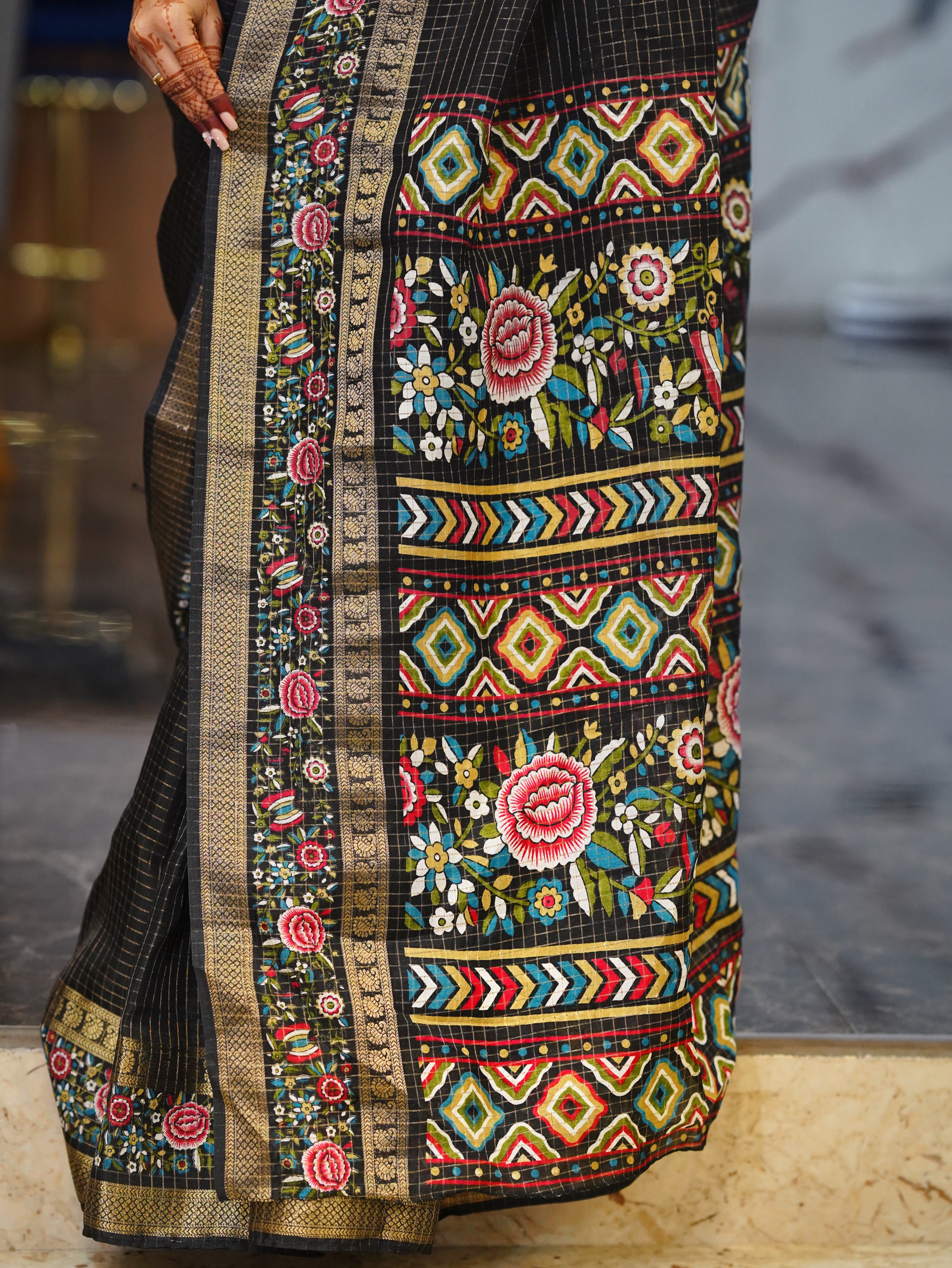 Black colour Fancy saree (CODE-055)
