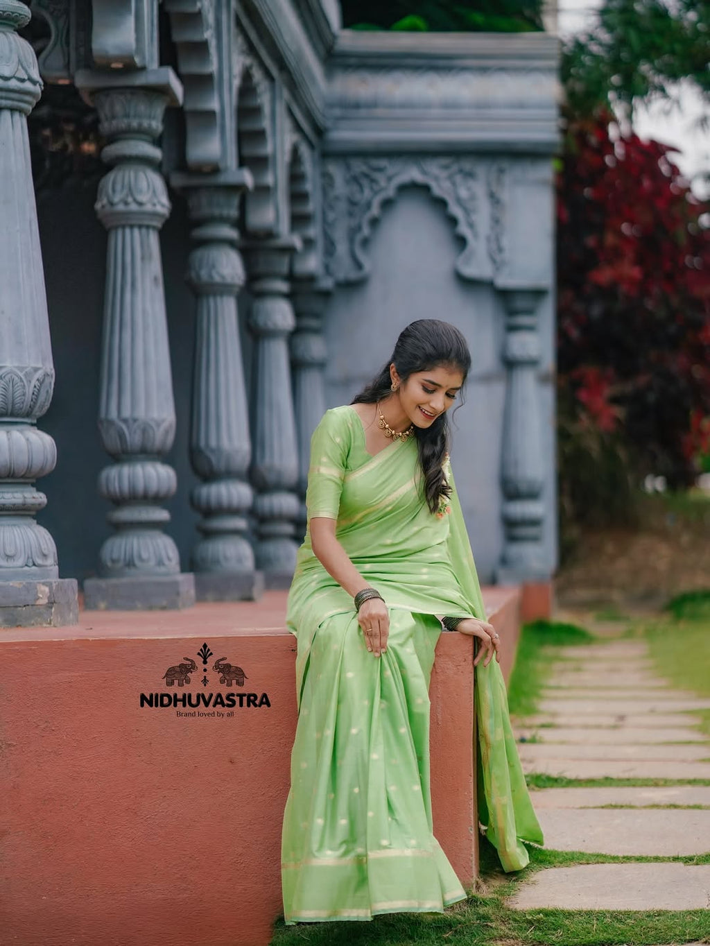 Semi Crepe Silk Saree (Pista Green) (CODE-017)