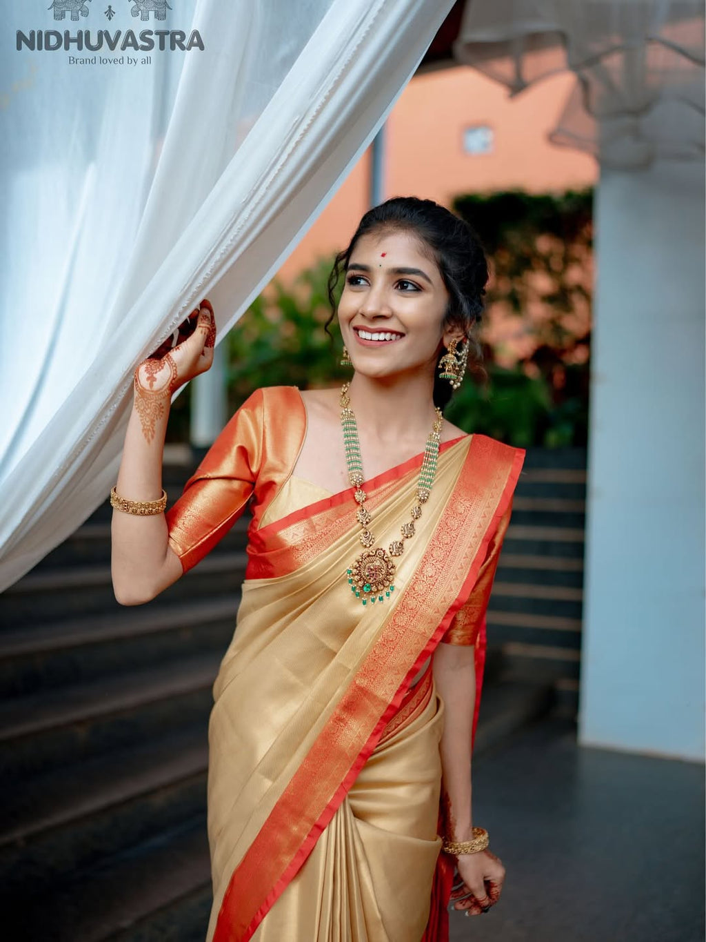 Tissue Kutu Saree Premium Quality Gold and Red Combination  (CODE-012)