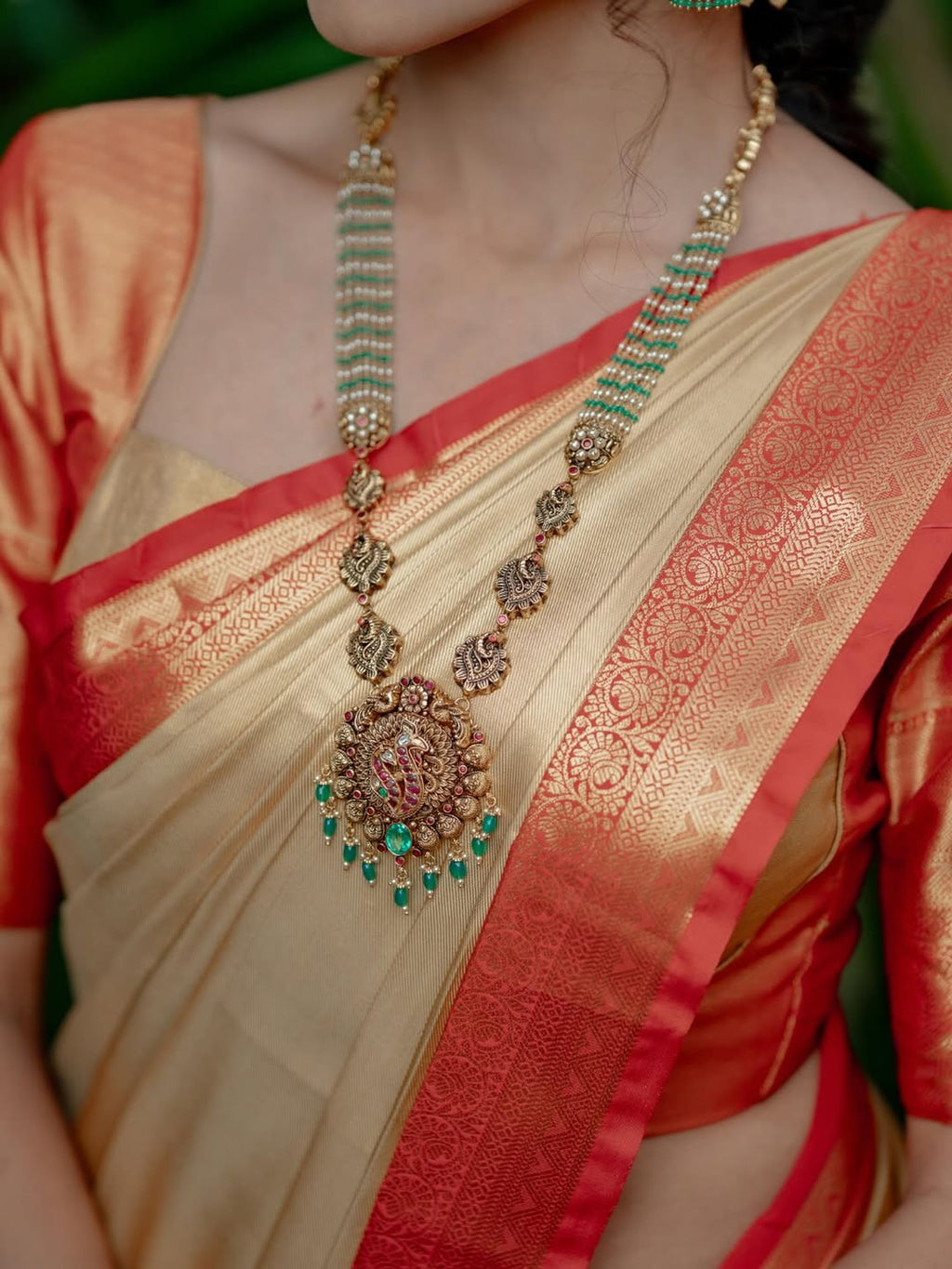 Tissue Kutu Saree Premium Quality Gold and Red Combination  (CODE-012)