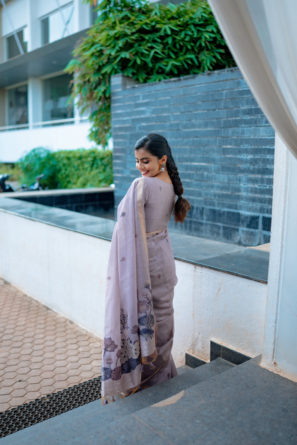 Lavender Premium Muga Cotton Saree with Resham pichwai weaving pallu (CODE-011)