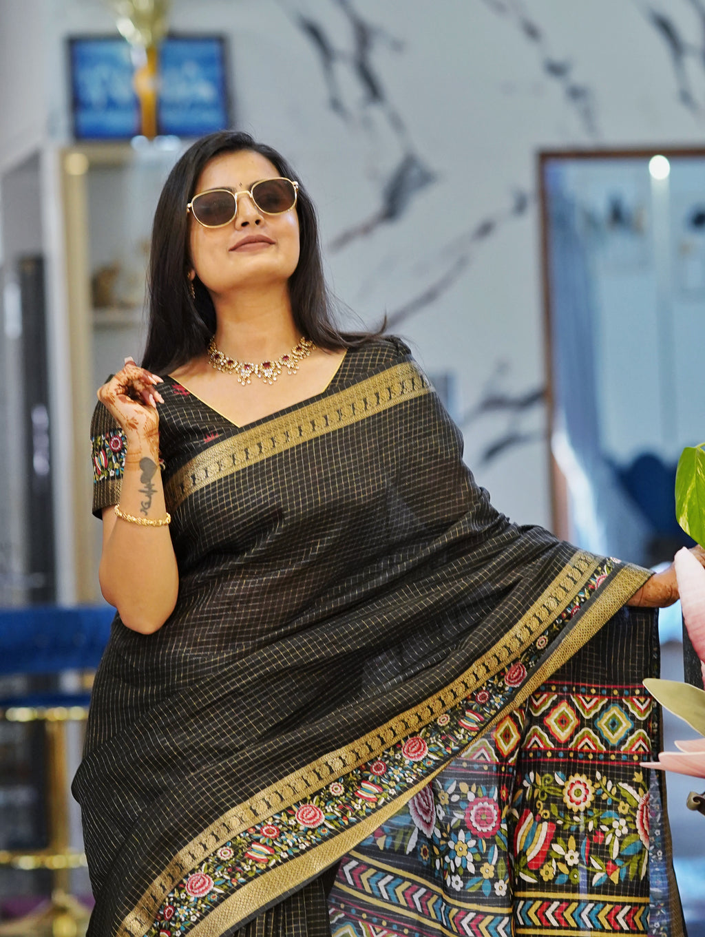 Black colour Fancy saree (CODE-055)