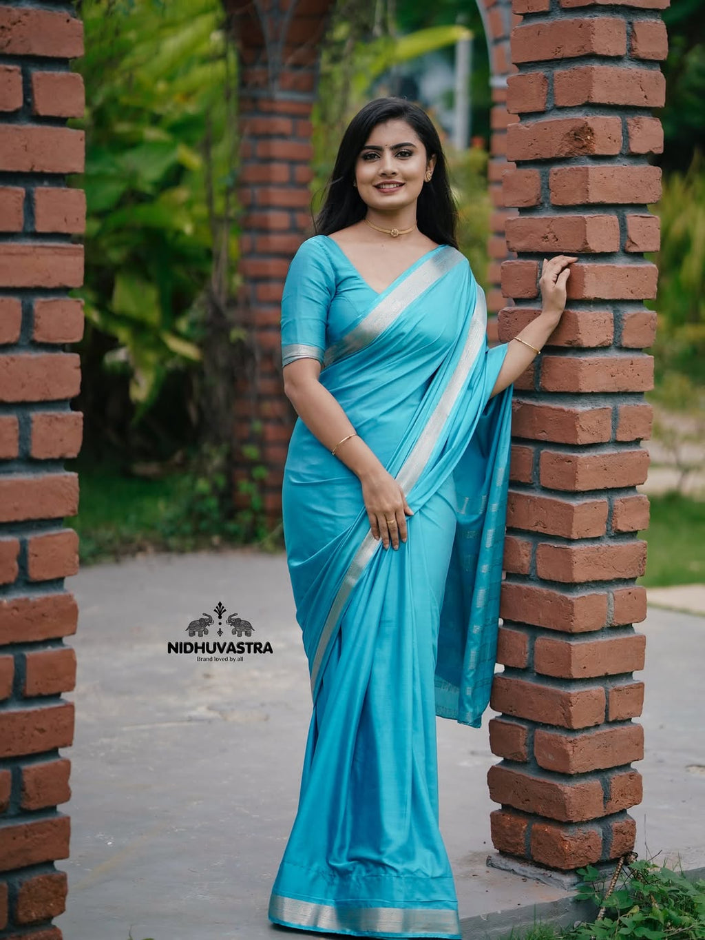 Mysore semi crepe silk saree (sky blue) (CODE-016)