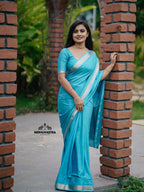 Mysore semi crepe silk saree (sky blue) (CODE-016)