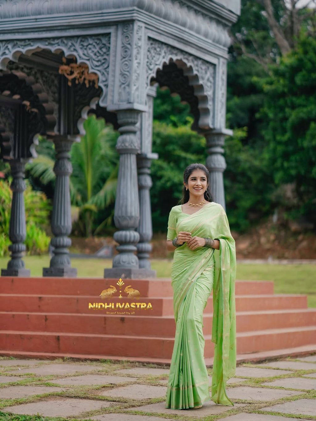 Semi Crepe Silk Saree (Pista Green) (CODE-017)