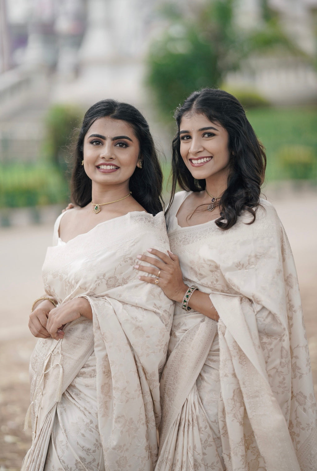Cream color soft katan silk saree with zari weaving work (CODE-001)