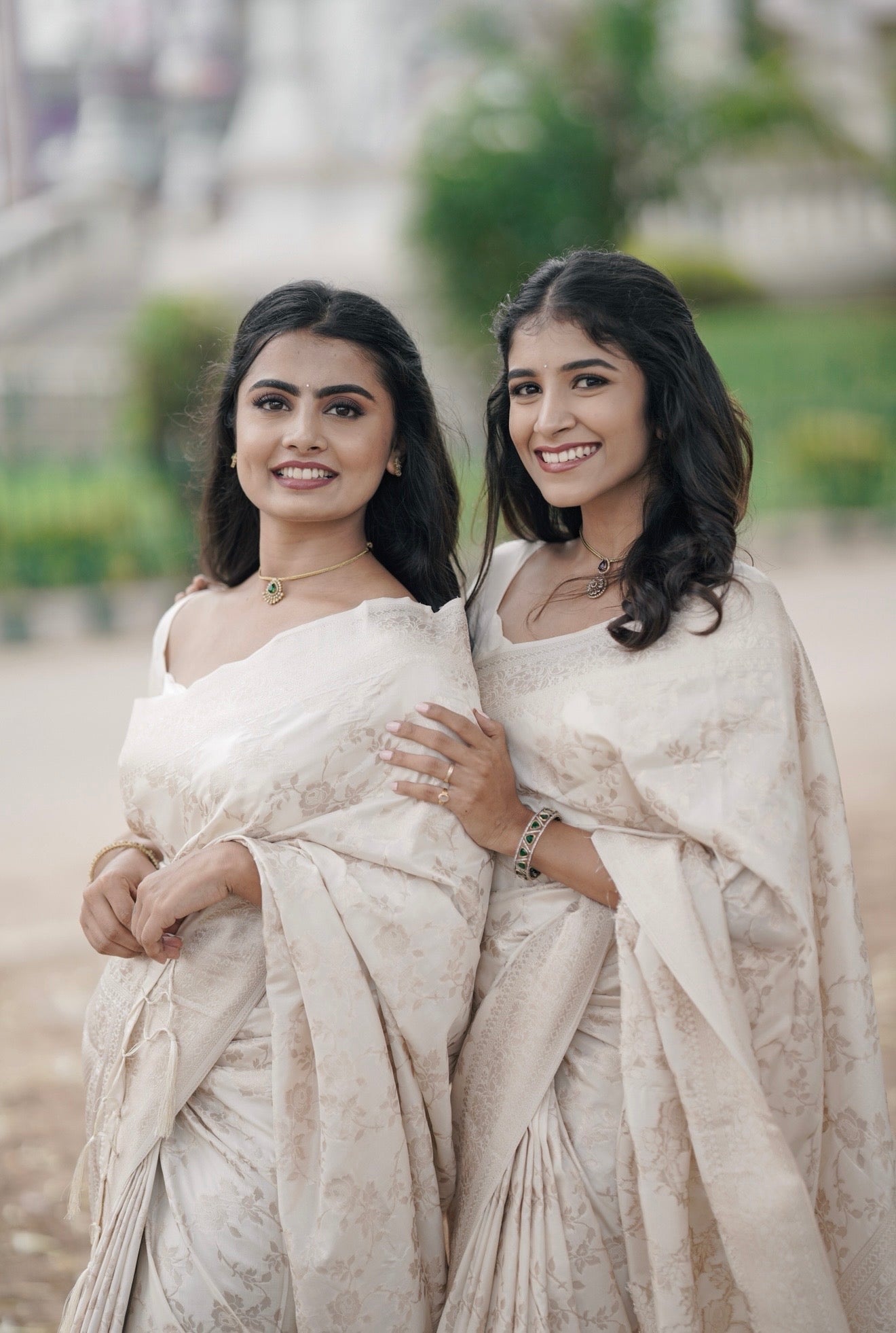 Cream color soft katan silk saree with zari weaving work (CODE-001)