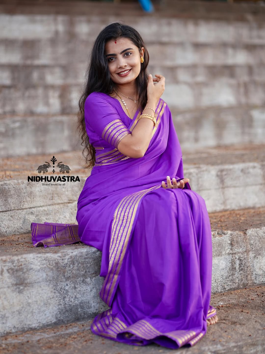 Semi Crepe Silk in Purple Colour (CODE-023)
