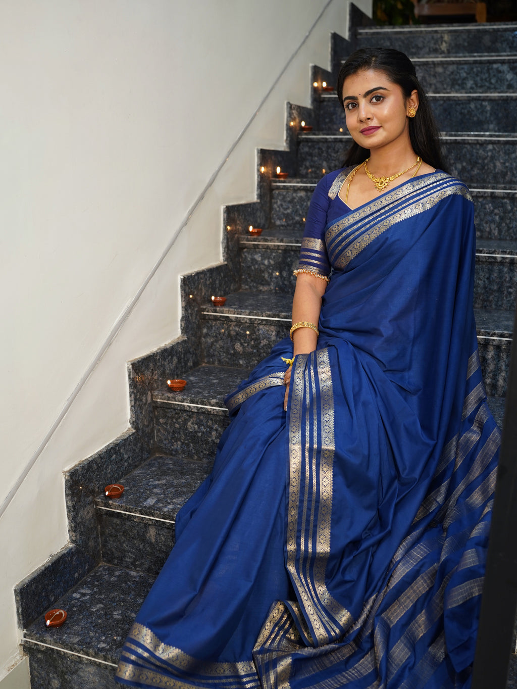 Mysore Semi Crepe in Navy Blue (CODE-042)
