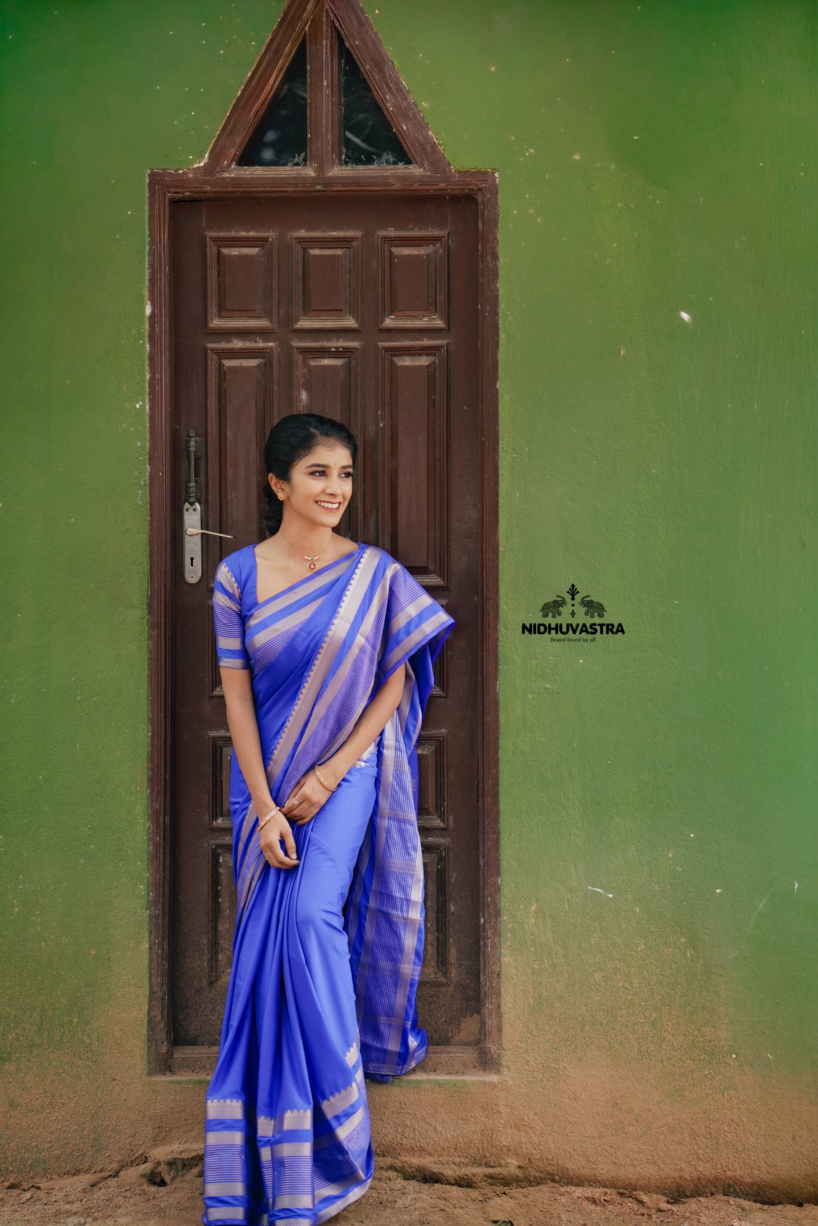 Royal Blue Mysore Semi Crepe Silk Saree (CODE-021)