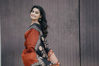 Cotton Saree (Black With Brick Colour) (CODE-026)