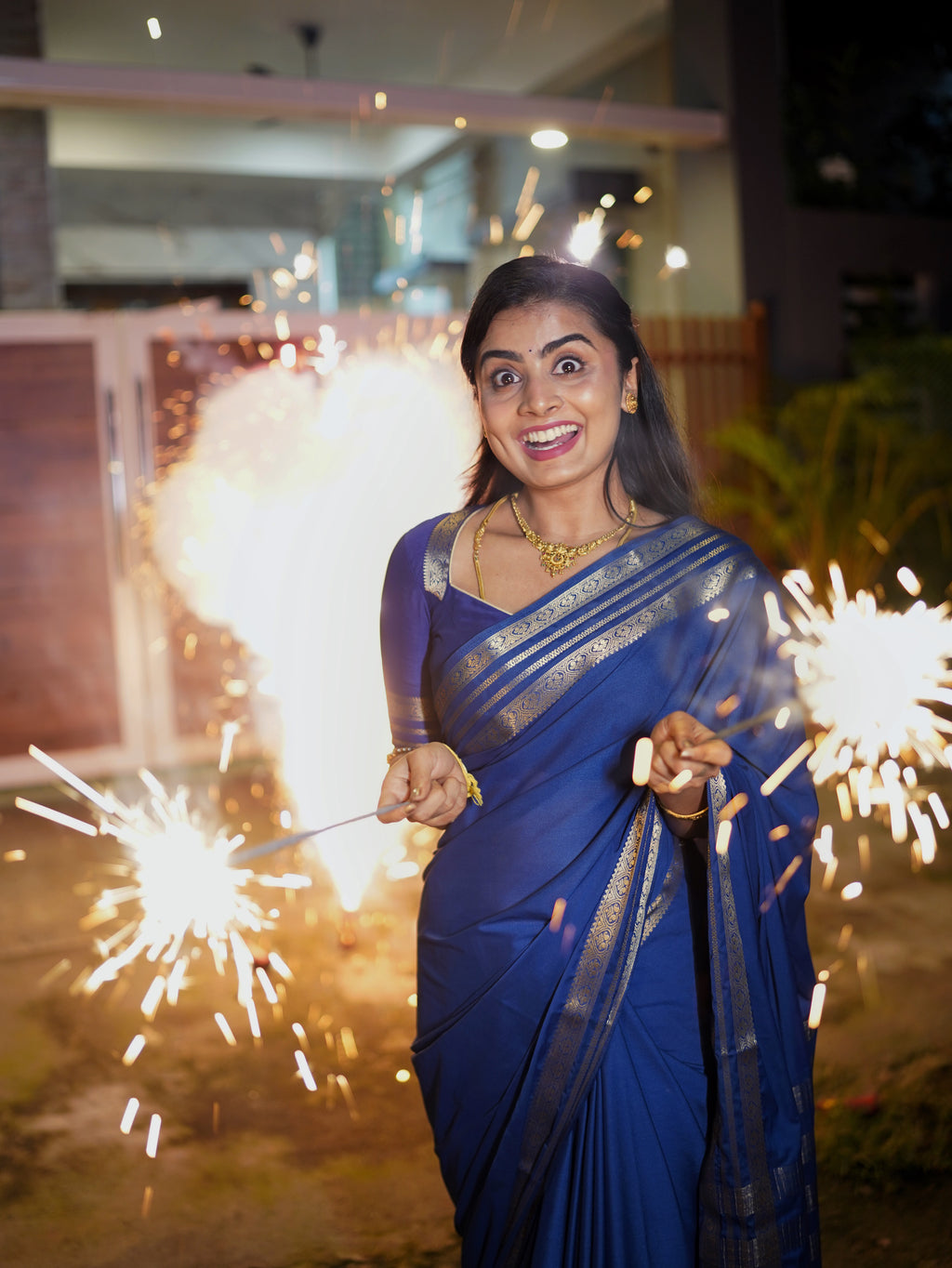Mysore Semi Crepe in Navy Blue (CODE-042)