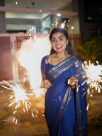 Mysore Semi Crepe in Navy Blue (CODE-042)