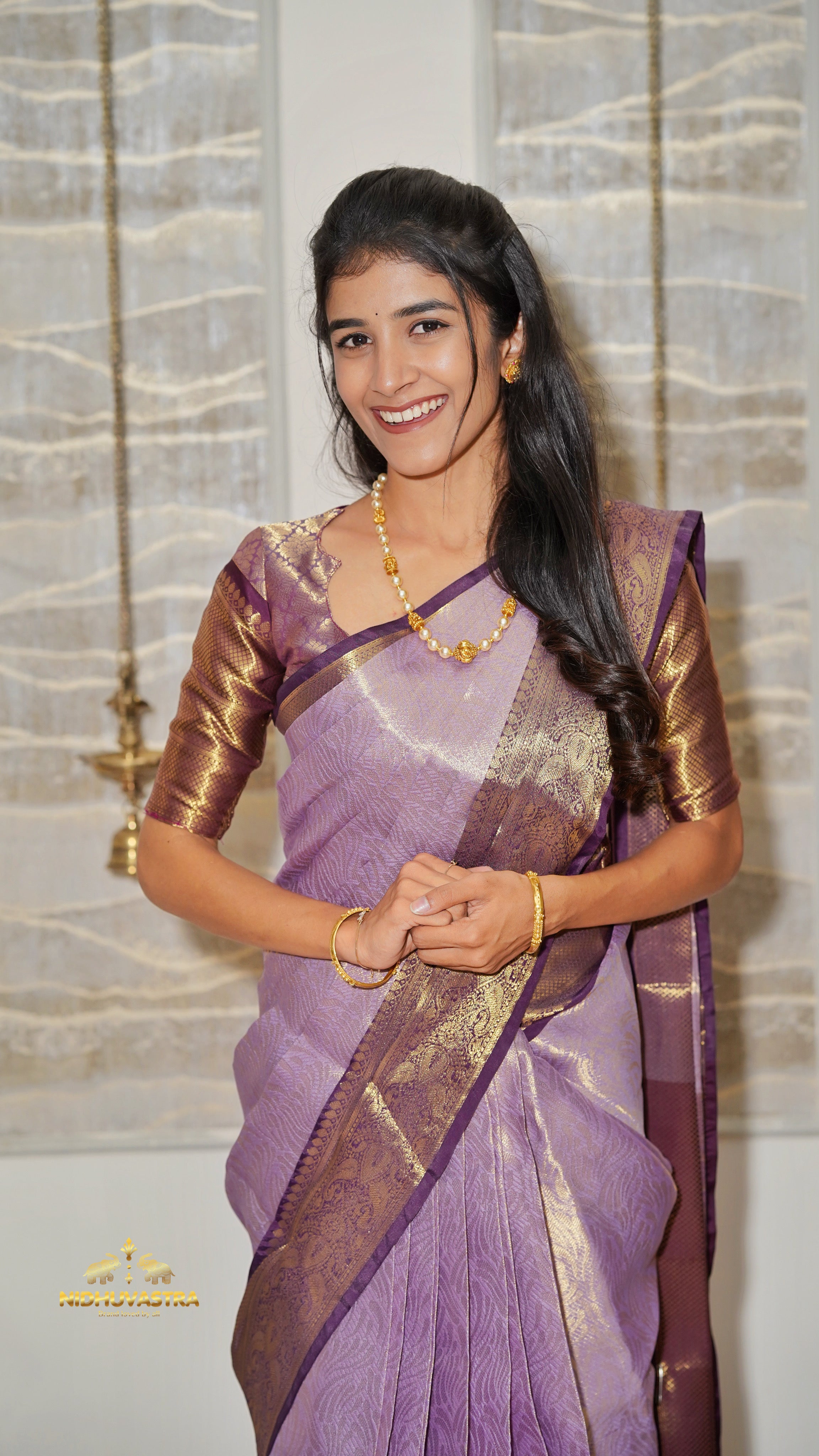 Lavender with Gold Tissue Silk Saree (CODE-082)