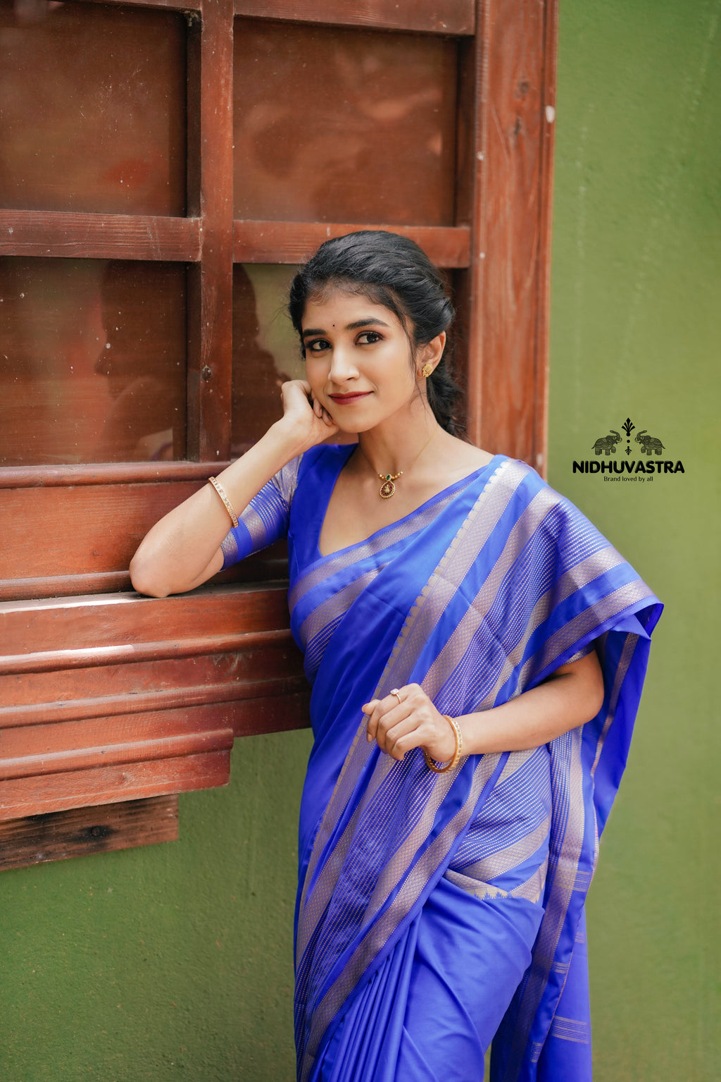 Royal Blue Mysore Semi Crepe Silk Saree (CODE-021)