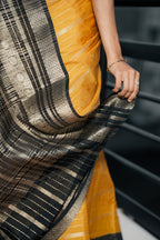 Mysore Semi Crepe (Mustard With Black Colour (CODE-029)