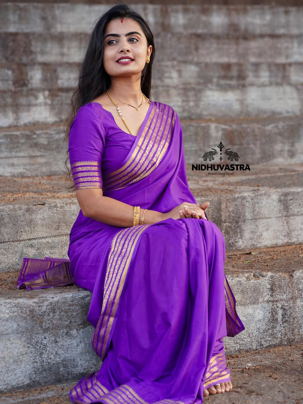 Semi Crepe Silk in Purple Colour (CODE-023)